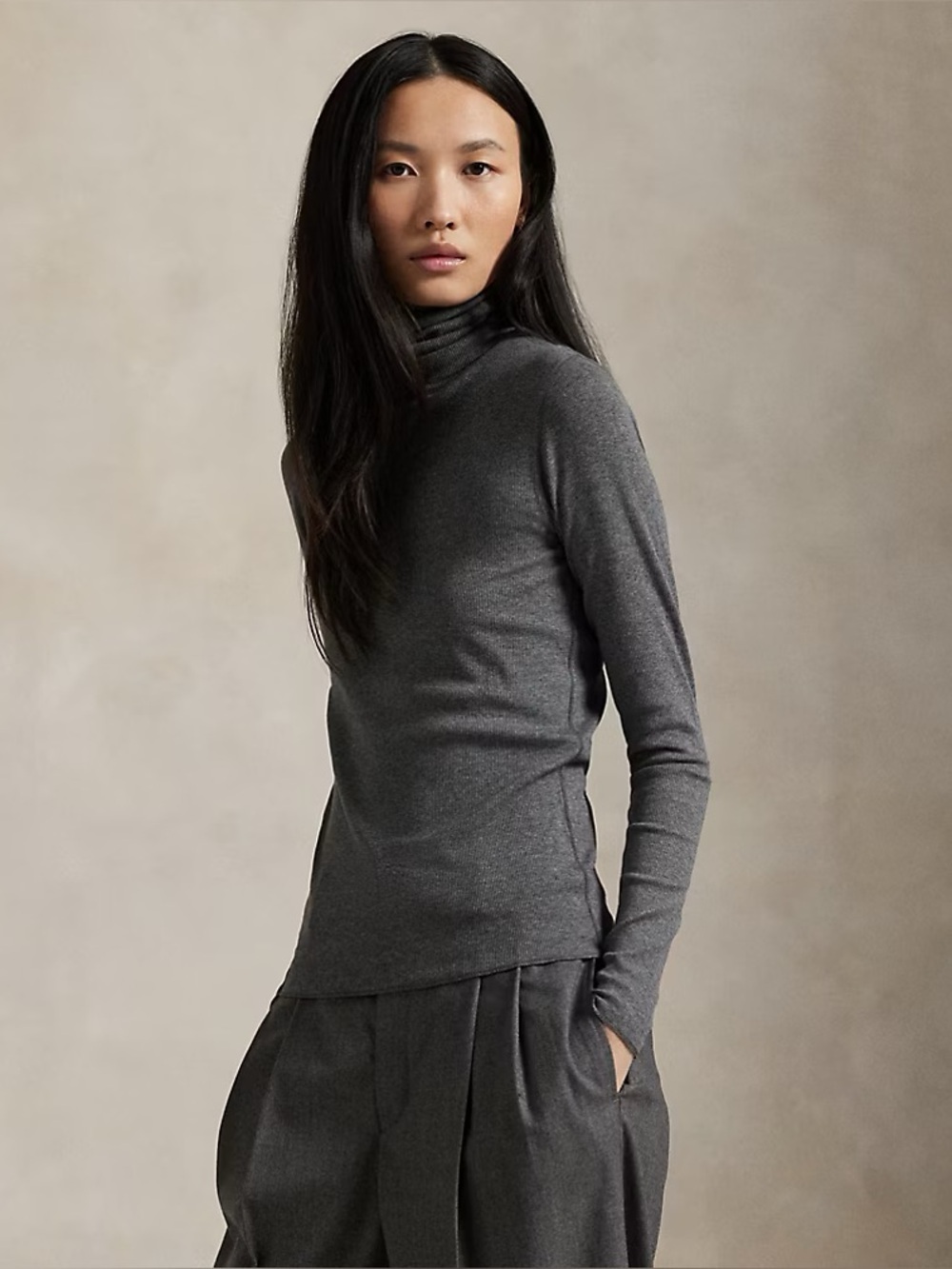 Ralph Lauren Sport Charcoal Gray Slim Turtleneck Sweater